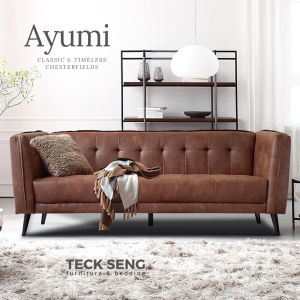 [TECK SENG] Ayumi 1+3 Seater Stylist Sofa / Leather-Pro Fabric/ Water Repellent/ Tufted Back/ High Leg/ Free Delivery JB