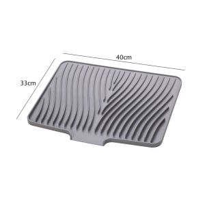 แผ่นซิลิโคนระบายน้ำ ถาดรอง ที่คว่ำแก้ว ถาดซิลิโคนเกรดอาหาร สําหรับครัวอ่างล้างจานรองแก้วชา และกาแฟ