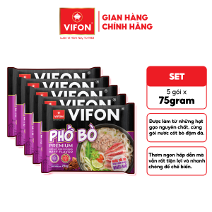 [VOUCHER 25%] Thùng 24 Gói/ Set 5 Gói Phở Bò VIFON 75g Có Gói Cốt Bò