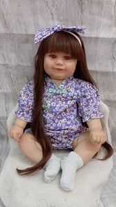 Búp Bê Maddie Thân Gòn Mềm Mại Tóc Dài Váy Tím 55 cm = 22 inch Maddie Reborn Vinyl Doll PVN5119