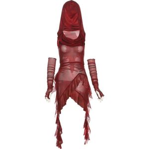 Áo thun hở vai có mũ trùm đầu phong cách hot girl có ruy băng không đều