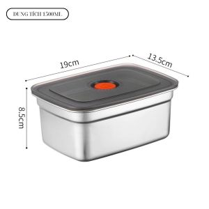 Hộp khay đựng thực phẩm size nhỏ trung lớn inox 304 cao cấp Dung tích 600ml 1100ml 1500ml Nắp đậy chống tràn