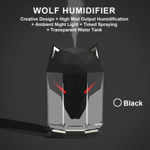 600ML Wolf Air Humidifier USB Electric Aroma Essential Oil Diffuser Portable Cool Mist Sprayer With LED Light for Home Office