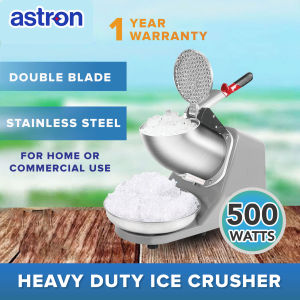 Astron ICECRUSHER Commercial Ice Crusher - Gray | Heavy Duty | Dual Blades | 500W | Business Use