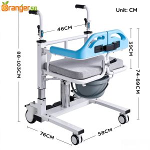 Adjustable Hydraulic Transfer Chair With Commode Seat For Elderly Care