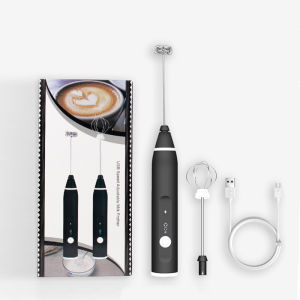 KINGREADY Electric Milk Frother 3 Speed Automatic Milk Foam Maker for Coffee Matcha 2 Stainless Steel Whisk Beaters USB Powered Rechargeable Foam Maker Egg Beater Mini Drink Mixer
