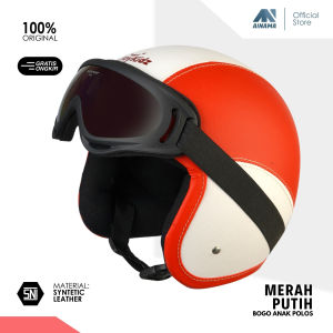 Helm Bogo Anak Polos Kacamata Retro Untuk Umur Usia 2 3 4 5 6 Tahun Laki Laki Perempuan Motif Warna Hitam Pink Cream