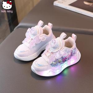 Christmas gifts Halloween Sanrio Spring Autumn New Girls Casual Shoes Kuromi Anime Rotating Button kids Cartoon Kawaii with Light Soft soled Sports Shoes