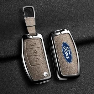 Vỏ bọc chìa khóa xe hơi cho Ford Focus 2 Mk2 Ranger Fiesta Mondeo Galaxy Falcon Territory Kuga Escape vỏ bảo vệ chìa khóa hợp kim kẽm kèm móc khóa.
