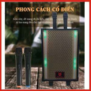 Loa kéo BD 9080 Bluetooth karaoke di động - Bass 2 tấc + 2 mic thiết kế mới Gọn nhẹ dễ mang đi: du lịch cắm trại Loa kéo BD 9080 Bluetooth karaoke di động