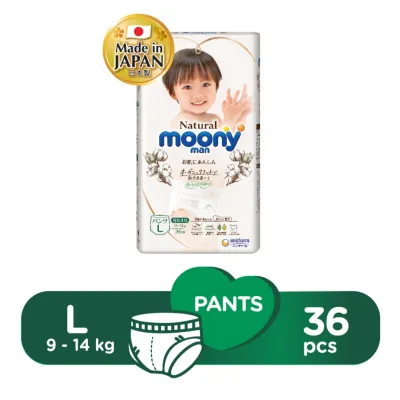Moony Natural Pants Super Premium Baby Diapers L36 (1 Pack) (9 - 14kg)