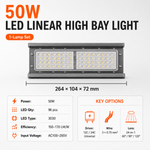 LED Linear High Bay Light 50W 100W 150W 200W Industrial Flood Light for Warehouse Gym