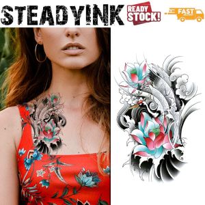 [𝚂𝚝𝚎𝚊𝚍𝚢𝙸𝙽𝙺] Tattoo Sticker Waterproof | Japanese Wave Crane Lotus | Event Makeup Party Carnival Festivaltival |