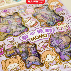 Flashee 100 Lembar Stiker Momo Stiker Motif Kemasan Box isi 100 pcs Stiker Tumbler Lucu Aesthetic