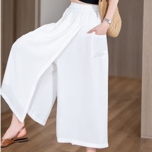 Womens Linen Skirt Pants Plus Size Loose Pants High-grade Straight Pants