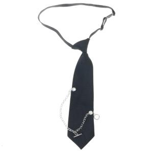 Adjustable Kids Fashion Necktie With Textured 3D Tie Design Metal Chain Detailing For Special Occasion