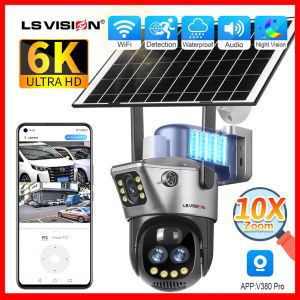LS VISION 12MP Dual Lens WIFI/4G Solar CCTV Camera V380 Pro 10X Optical Zoom Wireless Full Color Night Vision PTZ Security Camera IP66 Outdoor Waterproof PIR +AI Detection Two Way Audio IP Camera