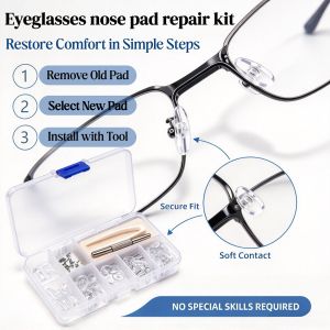 【Ready Stock】 DIY Spectacle Repair Kit Soft Anti-pressure Silicone Nose Pads Screwdriver & Glasses Ear Hooks Fit for Eyeglasses Reading Glasses & Sunglasses