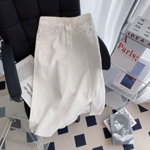 rok jeans wanita korean style rok jumbo Terbelah Highwaist 7 8 biru retro premium Denim Skirt cewek