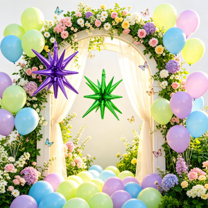 47-piece balloon set dreamy themed balloons with exploding star foil perfect for dreamy cartoon-themed decorations outdoor picnic parties astronaut decorations birthday parties indoor and outdoor decorations and party balloon decor.