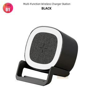 ♥ SFREE Shipping ♥ 4 in 1 15W Fast Wireless Charger compatible For iPhone 15 14 13 12 ProMax Buletooth Speaker Touch Sensor Stand Dock with Bedside RGB Lamp