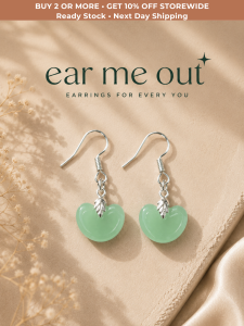 [SG] Jade Sweetheart Drop Earrings | 925   Hooks | Lightweight Jade-Inspired Green Dangle Earrings | Elegant Minimalist Jewellery - ear me out (EMO-76)