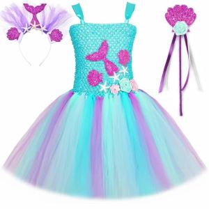 Girls Mermaid Tutu Dress Children Birthday Party Tulle Princess Dress for Girls Holiday Halloween Mermaid Costume Kids Clothes2026