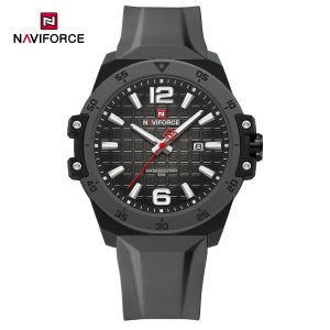 NAVIFORCE Original Fashion Quartz Mens Watch Silicone Strap Waterproof 50m Calendar Luminous Pointer Mens Boys Casual Lightweight Watch NF7122