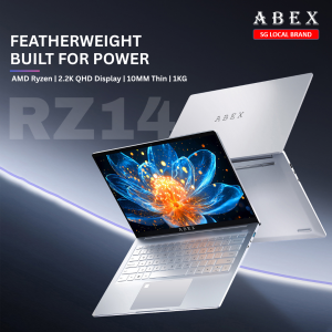 ABEX SAPPHIRE RZ14 | AMD Ryzen 5 | Slim & Ultra Lightweight 14" QHD Laptop | Work Student Office | 16GB Ram / 1TB SSD | SG Local Brand