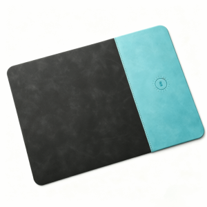 ZT9IYH PU Leather Wireless Charging Mouse Pad 15W Fast Charging Non-slip 2 in 1 Mouse Pad Business Style 2 in 1 Gaming Mousepad Office Use