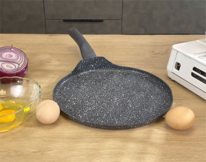JEETEE Marble Stone Non Stick Crepe Pancake Pan Light Weight Flat Frying Pan 25CM Suitable for All Stoves Induction Safe