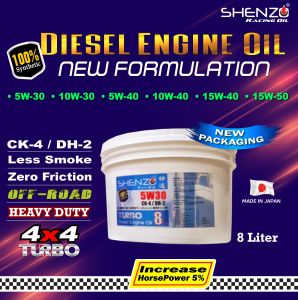 Shenzo Fully Synthetic Heavy Duty Diesel Engine Oil 5W30 10W30 5W40 10W40 15W40 15W50 8 Liter/4x4 Ranger Hilux Dmax Vigo/Turbo-charged vehicles