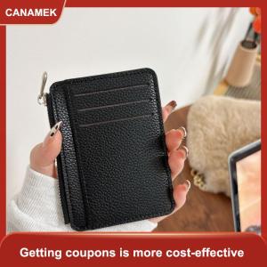【CANAMEK】 Mini thẻ tín dụng Ví ID chủ thẻ người đàn ông của ví nhỏ mỏng tay áo dây kéo ngắn đồng xu Ví
