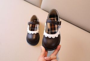 (Nhập Nguyên Hộp) Giày Bé Gái Quai Dán Da Mềm Nhẹ Kiểu Dáng Vintage Giày Búp Bê 2023 Quảng Châu Cao Cấp Cho Bé Gái Từ 1 Đến 12 Tuổi