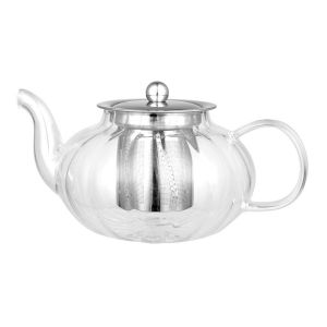 Ấm pha trà thủy tinh chịu nhiệt hình quả bí ngô có lõi lọc trà inox 304 cao cấp