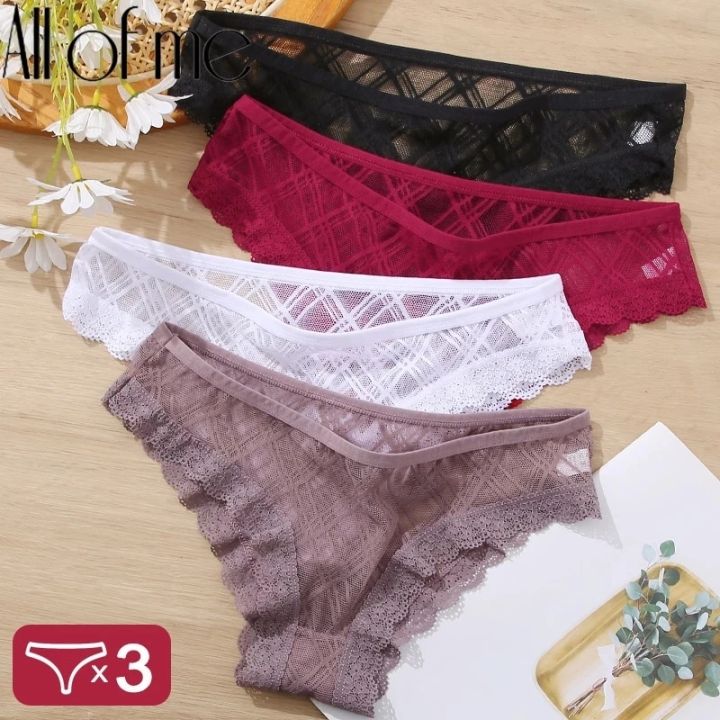 AllOfMe 3PCS/Set Women's Panties Sexy Underwear Lace Panties