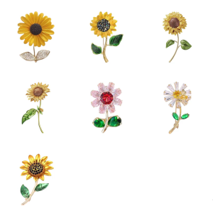 Allergy Proof Sunflower Brooch Tarnish Resistant Gold Finish Lightweight Design For Parties Weddings Gatherings