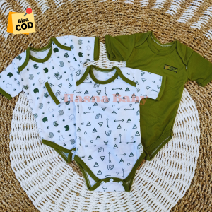 3 pcs Jumper Bayi Baru Lahir SNI/ Paket Jumpsuit Bayi / Paket Lahiran 3 Pcs Jumper Baby Gift Set Baby Newborn Seri Hijau Olive- Juragan Lebak