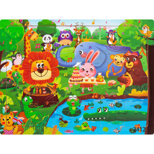 EZYLITTLES 24/40/60 Pcs Wooden Jigsaw Puzzle toys for Kid Early Educational Toys Baby Hand Grasp Toy Shape Color Animal Learning Education Child Wood Toy