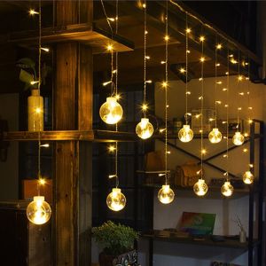 Đèn led dây nháy rèm banh thả 12 banh cầu đường kính 8cm