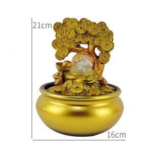 (In stock) Chinese Feng Shui Decorations Company Office Desktop God of Wealth Ornaments Indoor Small Fountain Home Air Humidifier