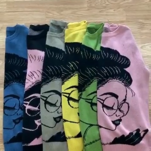 Atasan Rajut Import Desain Unik Gambar Wajah Realpict