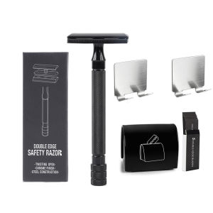 Máy cạo râu cổ điển bằng thép không gỉ Hai cạnh an toàn Bộ dao cạo râu Dụng cụ cạo râu Tay cầm bằng tre tự nhiên Hướng dẫn sử dụng An toàn Lưỡi dao cạo râu 2026