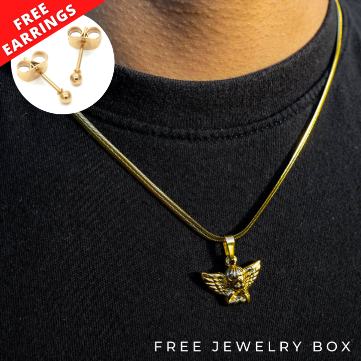 Angel hot sale necklace men