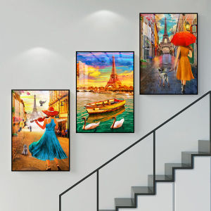 Set 3 tranh dán tường hiện đại dán cầu thang - phòng ngủ có sẵn keo lột dán