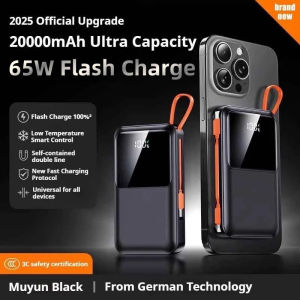 OB TECH WP 3c Powerbank 20000mAh 65W Fast Charging Slim Power bank fast charging With Detachable Built-in Cable