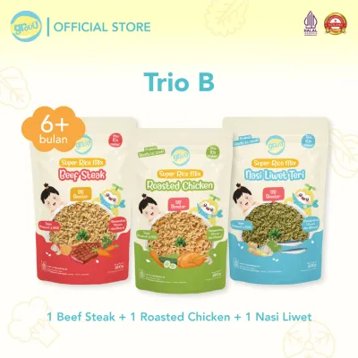 Grouu - Bundling Super Rice Mix 200 Gr Isi 3 Pouch - Beras Bayi MPASI BB Booster