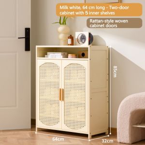 Bamboo Shoe Cabine Shoe rack Shoe Cabinet 2/3/4Doors 7Layers Rattan Door Breathable Bamboo Shoe Cabinet Rack