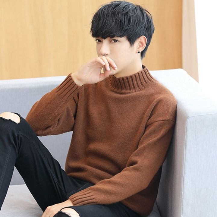 Half Turtleneck Sweater Men Korean Version Loose Winter New Men s Round Neck Pullover Sweater Lazada PH