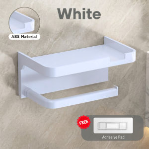 Wall Mounted Toilet Paper Holder with Phone Tray PP Toilet Roll Dispenser Rak Tisu Tandas Tissue Rack Pemegang Tisu BR02